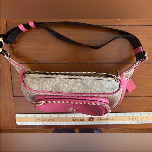 Coach Pink and Tan Fanny/ Crossbody Bag - Picture 2 of 11